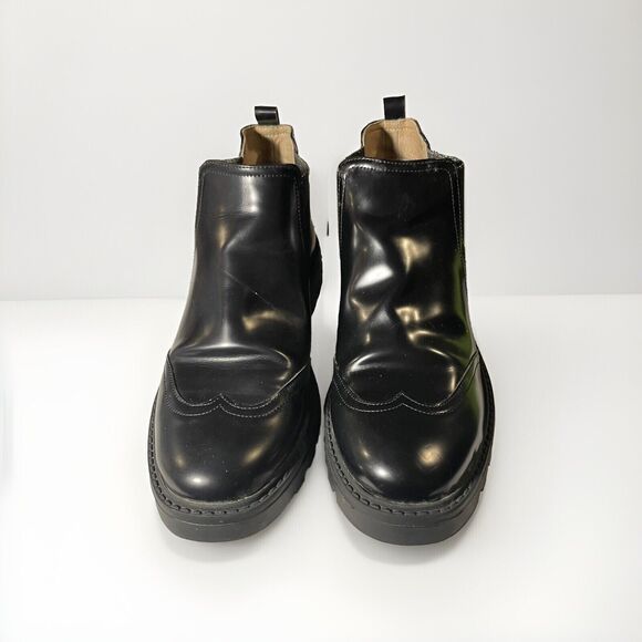 NAE Chelsea boots for women brogue Size11.5, 42 black vegan apple leather - Picture 1 of 7